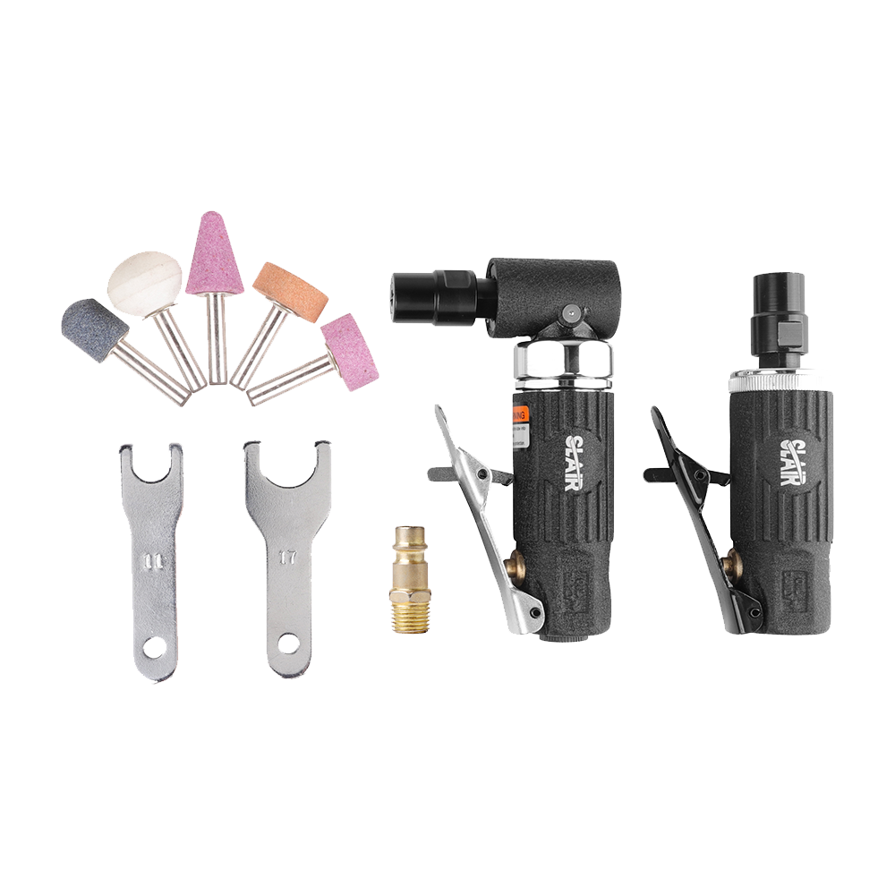 SLAIR Tool Kit 12PC 1/4" 1/8" MINI ANGLE AIR DIE GRINDER KIT WITH STONE, BMC SET