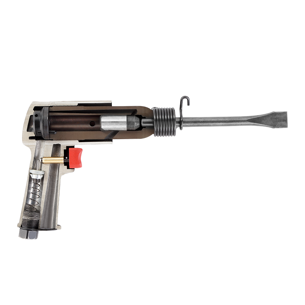 SLAIR 190MM AIR HAMMER WITH SPRING, SHORT CHISEL, ALUMINUM WITH RUBBER