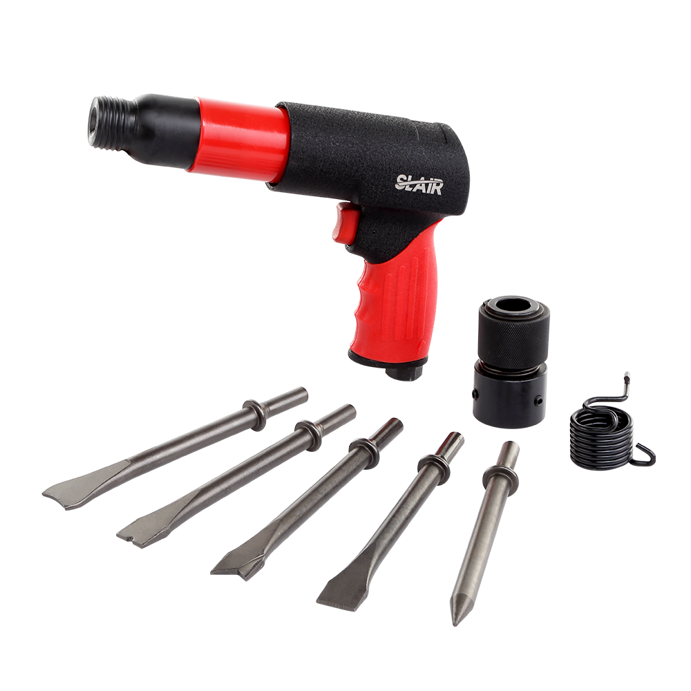 SLAIR 250MM AIR HAMMER WITH SPRING, LONG CHISEL, ALUMINUM WITH RUBBER