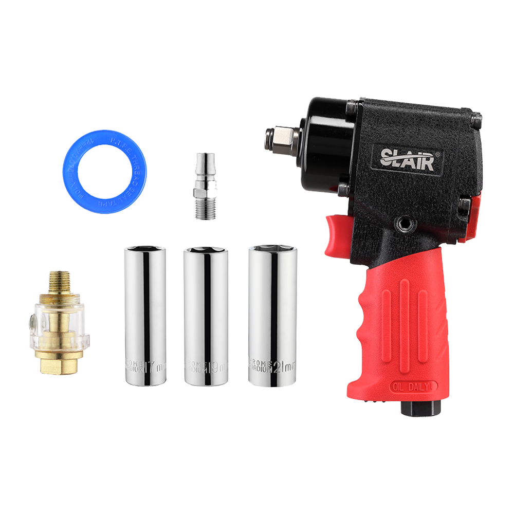 SLAIR Tool Kit 8PC 1/2" MINI AIR IMPACT WRENCH KIT, WITH SOCKET, 680NM, SHORT, NARROW SPACE, BMC SET