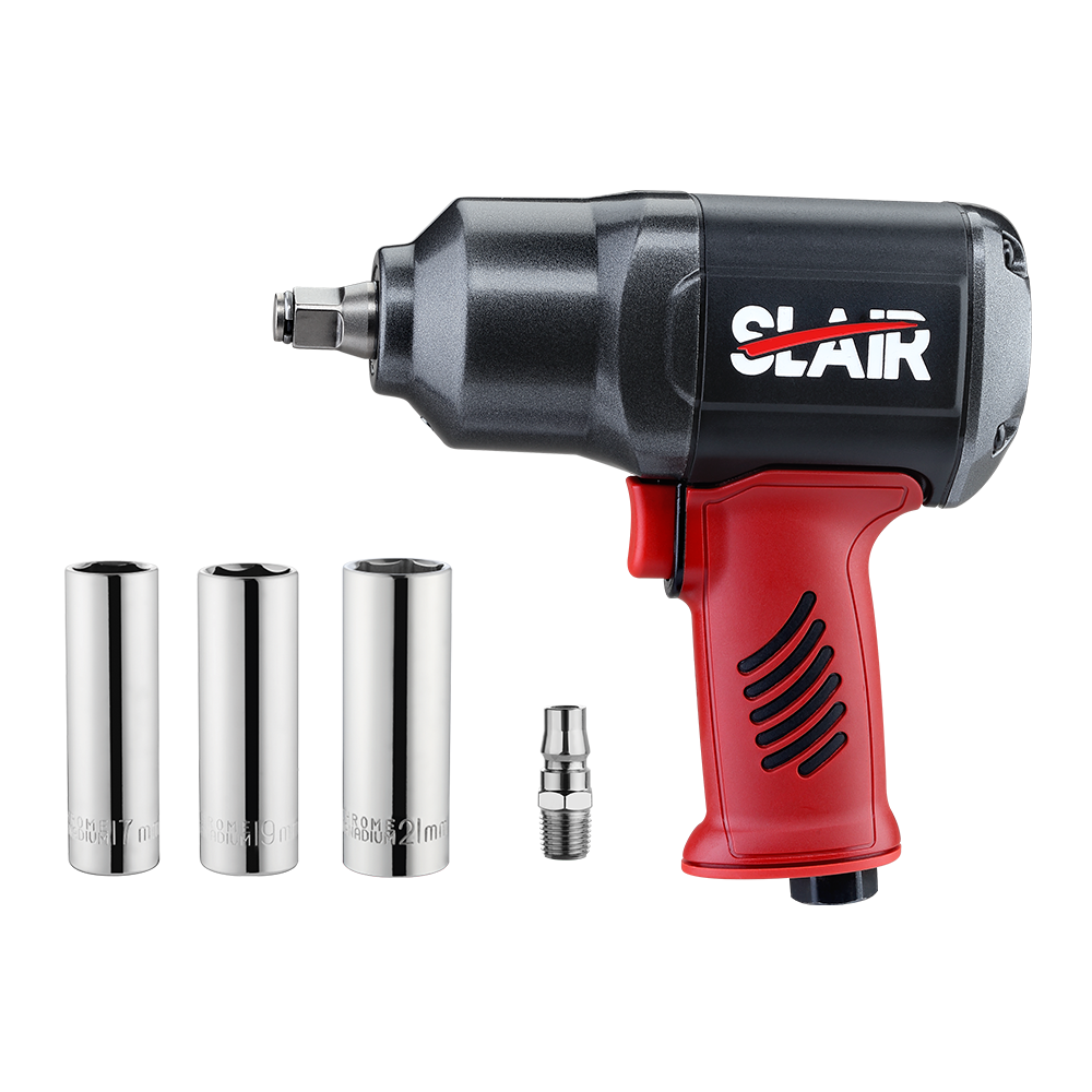 SLAIR Tool Kit 7PC 1/2" AIR IMPACT WRENCH KIT, WITH SOCKET, 1300NM, TWIN HAMMER, COMPOSITE, BMC SET
