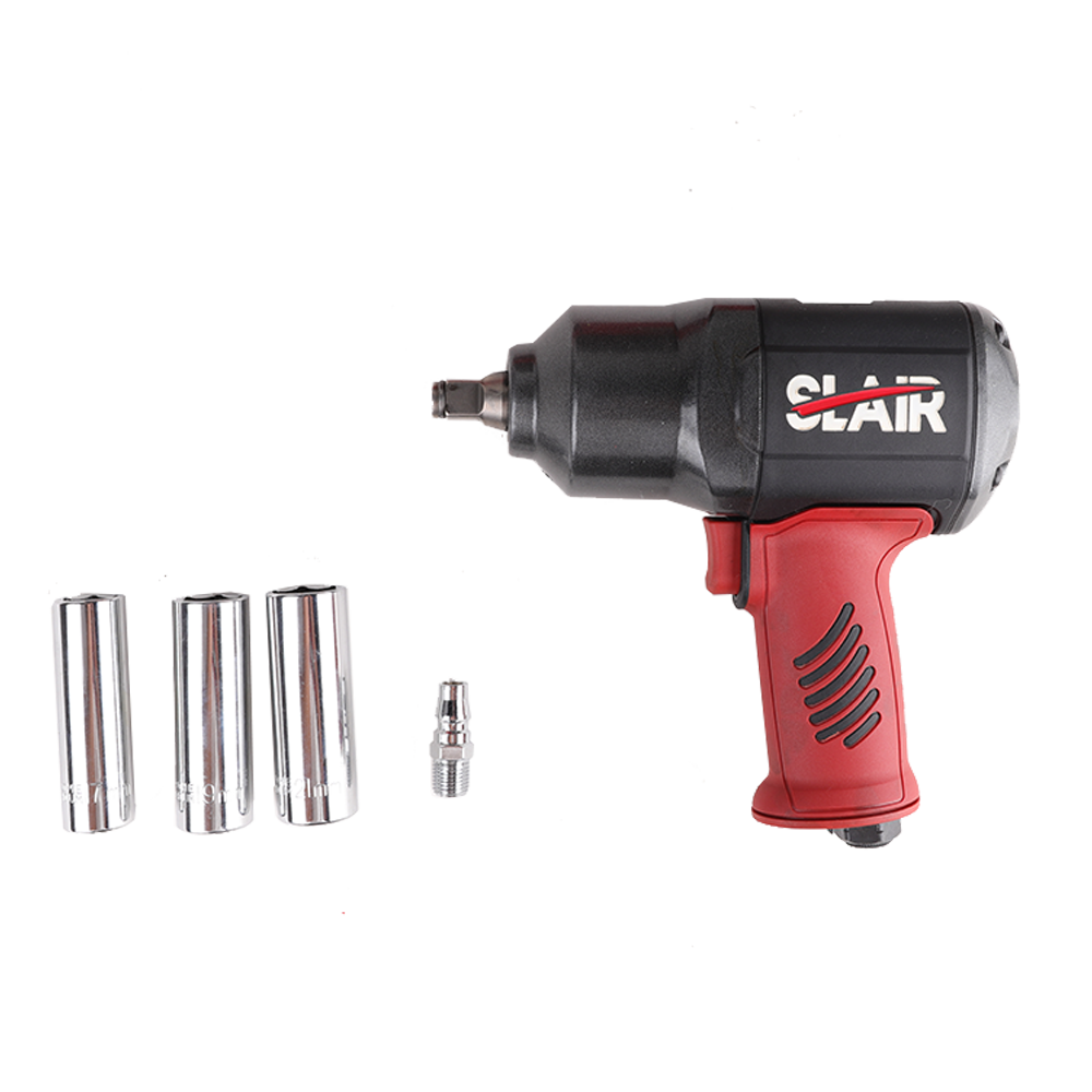 SLAIR Tool Kit 7PC 1/2" AIR IMPACT WRENCH KIT, WITH SOCKET, 1300NM, TWIN HAMMER, COMPOSITE, BMC SET