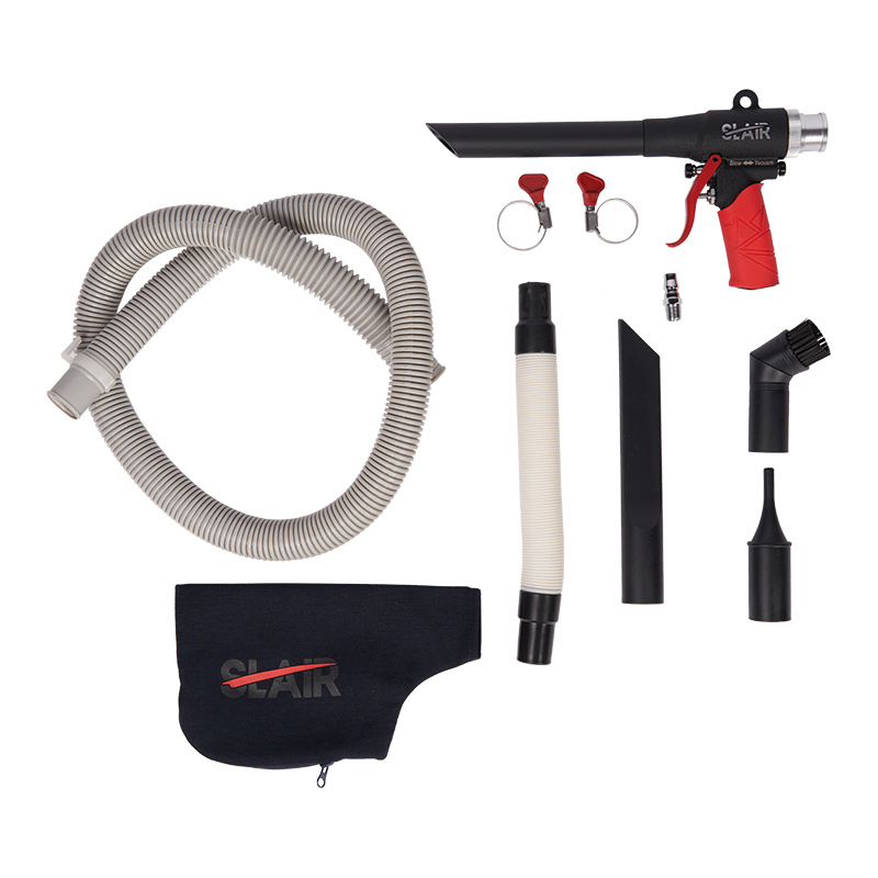 SLAIR ONE-TOUCH AIR VACUUM/BLOW GUN KIT, 2 IN 1, WITH HOSE, BAG, HEAVY DUTY