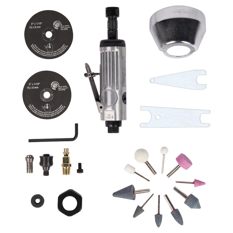 XINXING XQ-T05 21PC AIR DIE CUTTER-GRINDER KIT, 2 IN 1, WITH STONE, DISC, BMC SET