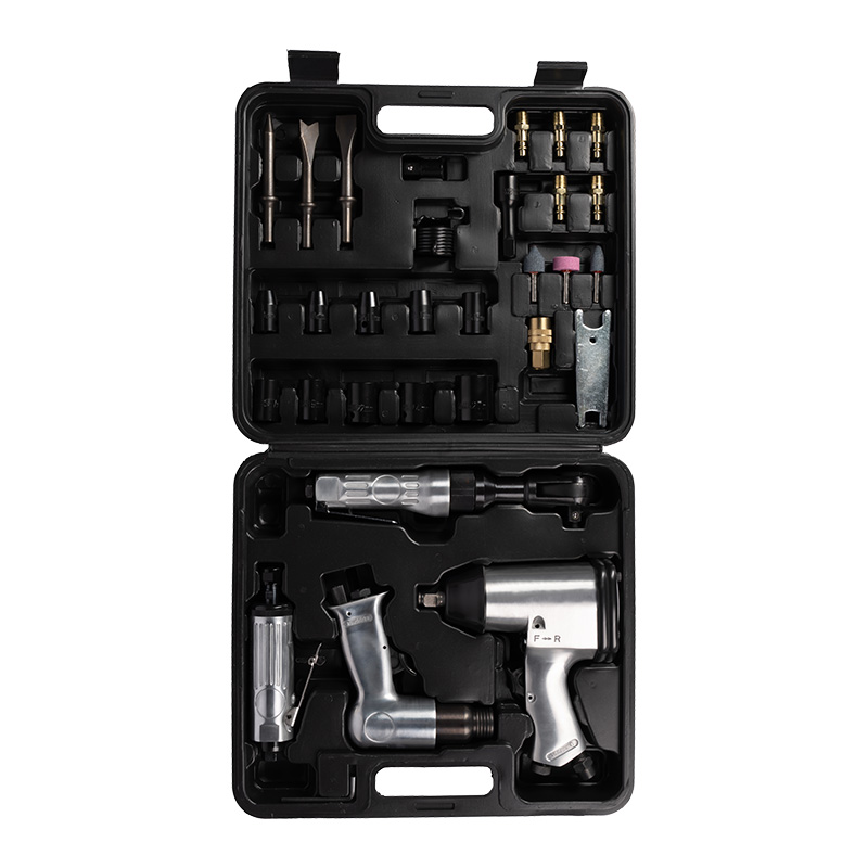 XINXING XQ-T09 34PC AIR TOOL KIT, 1/2" AIR IMPACT 3/8" RATCHET, 150MM HAMMER 1/4" GRINDER, WITH ACCESSORIES, BMC SET