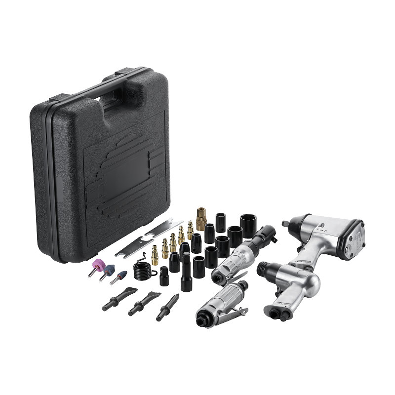 XINXING XQ-T09 34PC AIR TOOL KIT, 1/2" AIR IMPACT 3/8" RATCHET, 150MM HAMMER 1/4" GRINDER, WITH ACCESSORIES, BMC SET