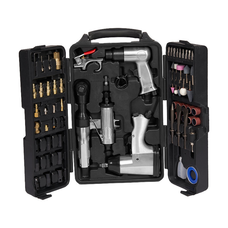 XINXING XQ-T13 71PC AIR TOOL KIT, 1/2" AIR IMPACT 3/8" RATCHET 150MM HAMMER 1/4" GRINDER, WITH ACCESSORIES, BMC SET